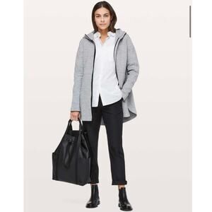 NWOT Lululemon Going Places Hooded Jacket Heathered Grey Black Longline Size 4